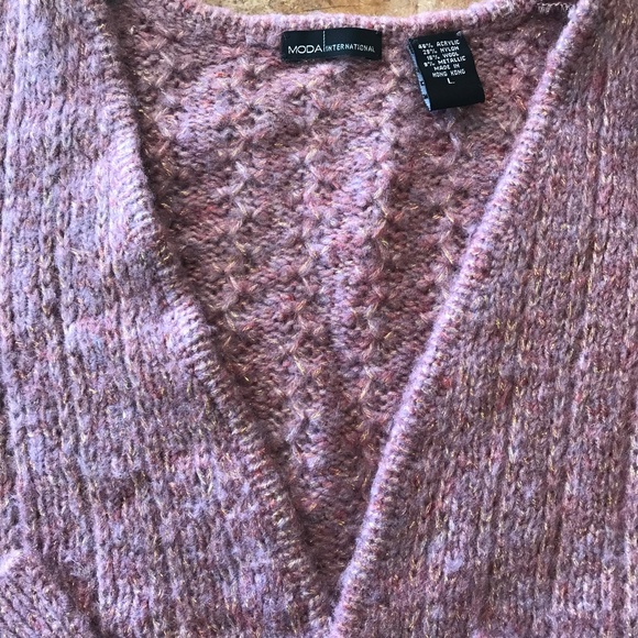 VICTORIA'S SECRET MODA CROP WOMENS SWEATER SIZE LARGE NWOT metallic threads - Picture 4 of 5